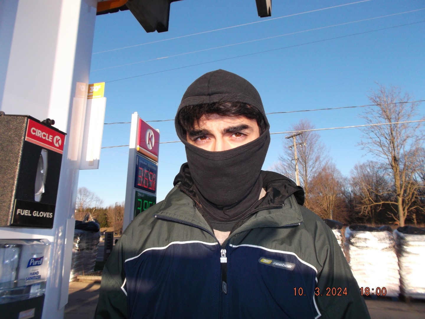 Tofu Tony in Mask at Gas Station